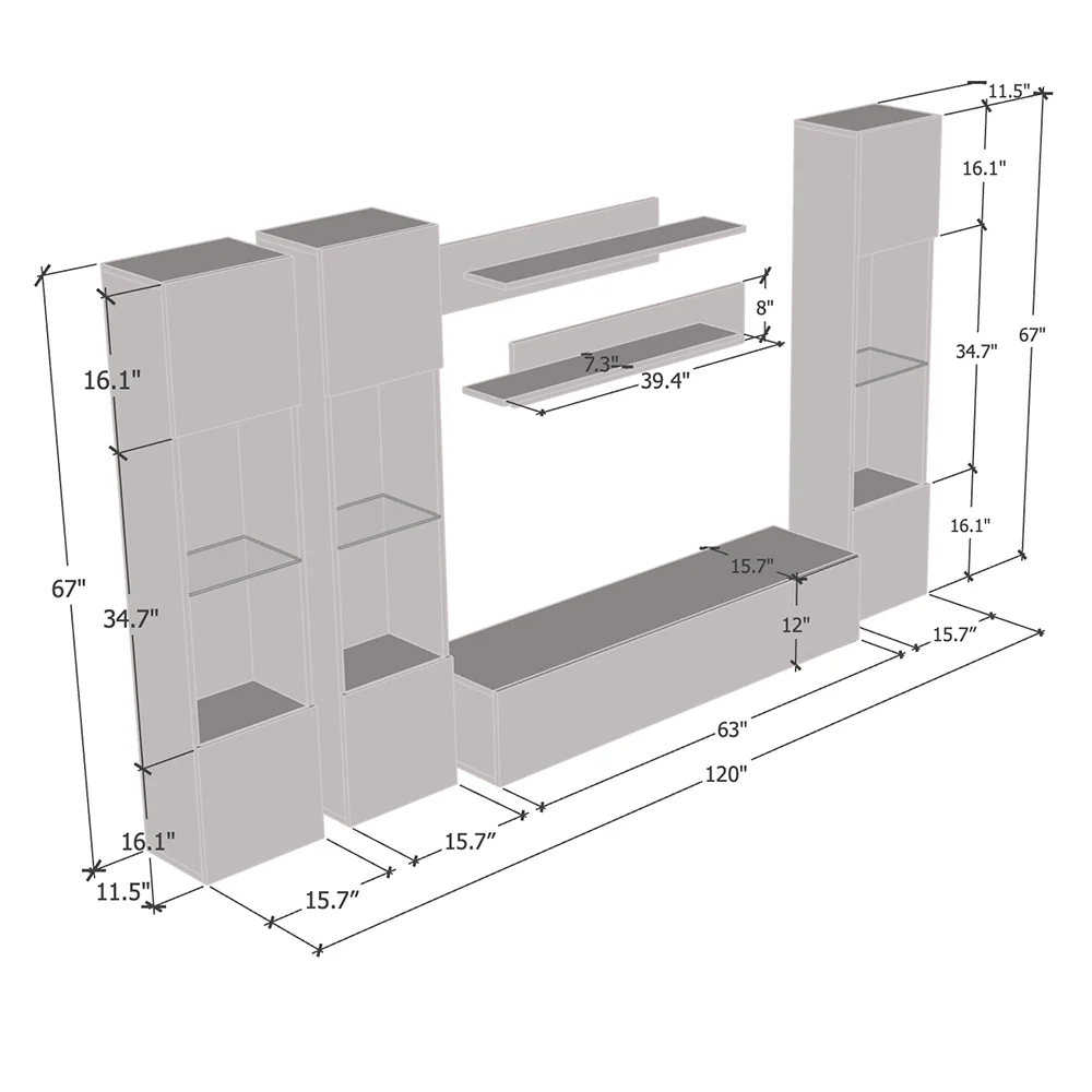 Fly C 30TV Floating Entertainment Center - Image 95