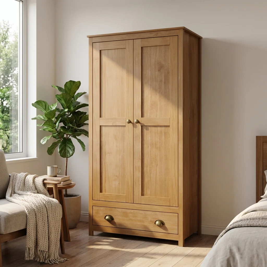 Topazio 2D1S Solid Wood Wardrobe - Image 6