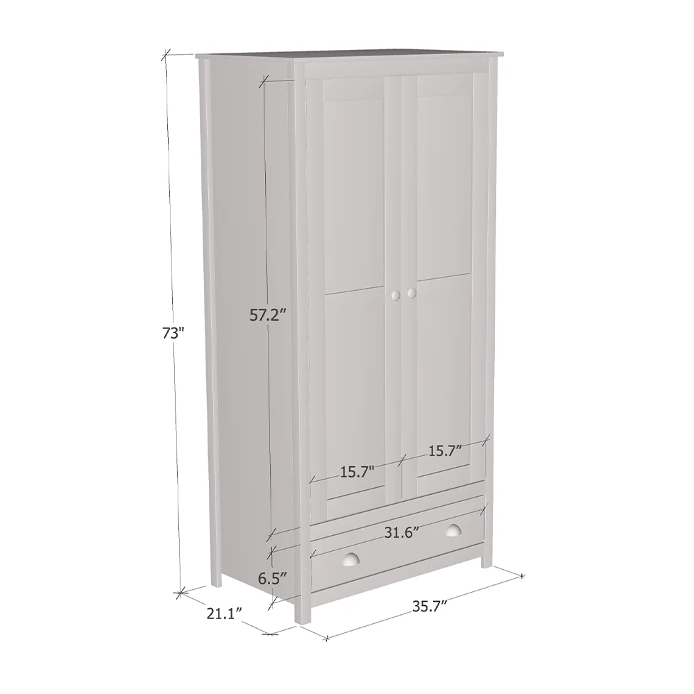 Topazio 2D1S Solid Wood Wardrobe - Image 9